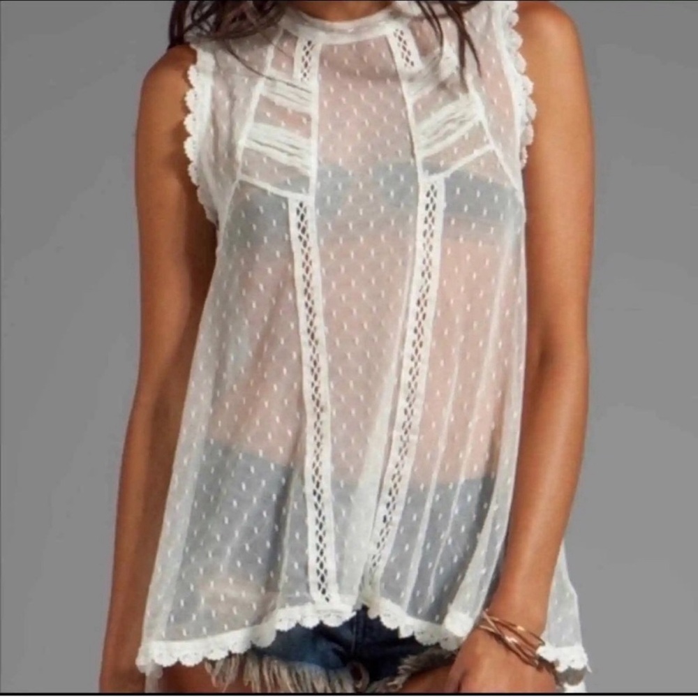 Free People New Romantics lace/mesh top.